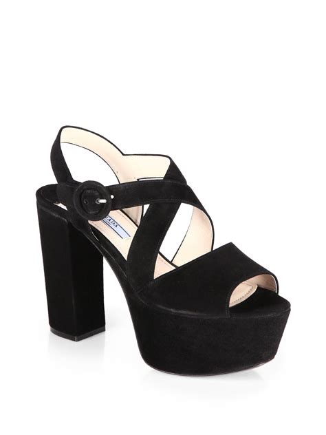 prada crisscross suede platform sandal|prada flat sandals black.